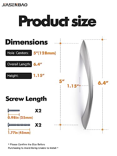 Brushed Nickel Cabinet Pulls 5 Inch Arch Twisted Silver Handles Drawer Kitchen Cupboard Bathroom Dresser Cabinet Hardware Zinc Alloy 20 Pack - color: Brushed Nickel, size: 5 Inch Hole Centers
