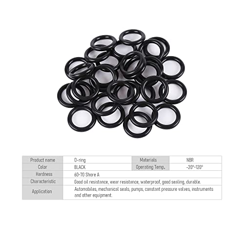 50 PCS Nitrile Rubber O Ring 7mm OD 3mm ID 2mm Width, Metric Buna-N NBR Sealing Gasket Plumbing, Gas, Automotive and Faucet Repair, Resist Oil and Heat O-Rings, Black - size: 7x3x2mm