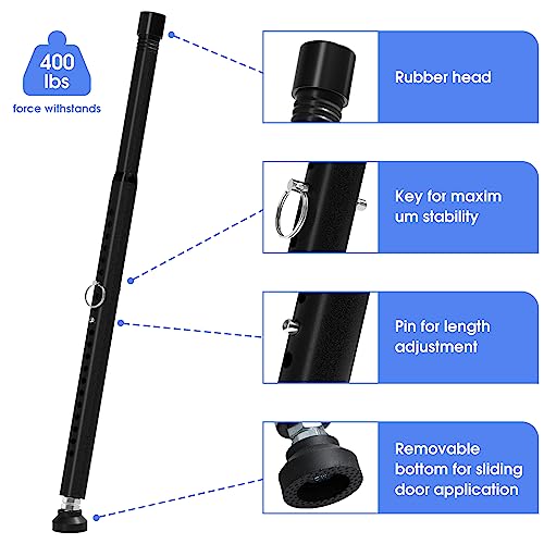 Sliding Door Security Bar Childproof, 2Pack 16 to 51 Inch Adjustable Sliding Patio Door Window Security Bar Stopper, Window Locks Security Bars, Black Heavy Duty Sliding Glass Door Lock Bar - color: Black, size: 2 Pieces