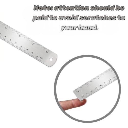 Unjoo Stainless Steel Ruler 2-Pack, 6", 12", (15cm,30cm) Dual Scale Ruler - size: 6,12 inch