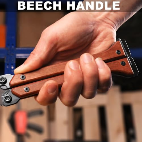 HAUTMEC Folding Japanese Pull Saw, 6-Inch Double-Edged Hand Saw with SK5 Blade (12/17 TPI), Beech Wood Handle & Storage Pouch – Compact Flush Cut Handsaw for Woodworking & Precision Cuts – HT0446