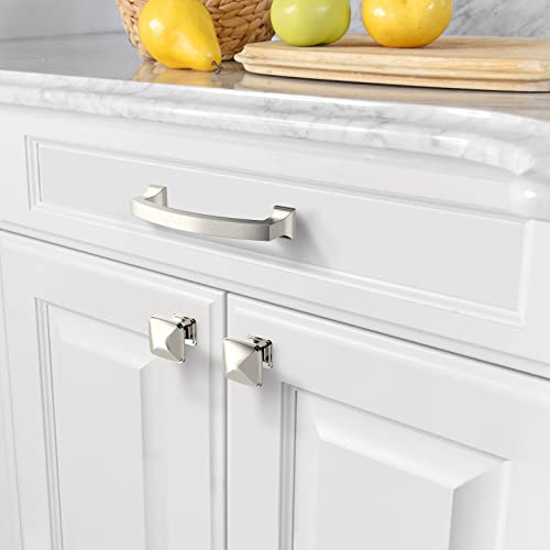Amerdeco 10 Pack Brushed Satin Nickel 4 Inch(102mm) Hole Centers Kitchen Cabinet Pulls Cabinet Hardware Kitchen Handles for Cabinets Cupboard Handles Drawer Pulls ZH0009BSN - color: Brushed Satin Nickel, size: 4" hole center