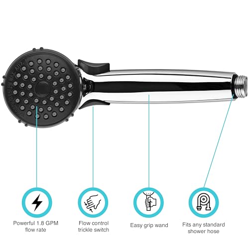 Dura Faucet DF-SA400K-CP RV Handheld Shower Head Hose Kit (Chrome) - color: Chrome Polished, size: Full Kit