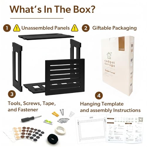 WiFi Router Storage Cabinet Router Box Hider WiFi Box Hider Shelf Cover - color: Black