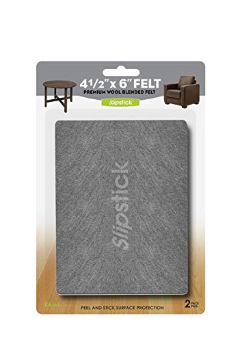 Slipstick Premium Wool Felt Sheet Furniture Pads/Floor Surface Protectors (6 Inch x 4-1/2 inch) Includes 2 Large Felt Pad Blankets with Self Stick Backing, Gray, CB161 - size: 6" x 4.5" Sheet