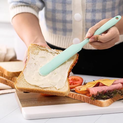 6 Pcs Silicone Jar Spatula Set, Sourdough Spatula, Long Handle Thin Spatulas for Baking, Cake Icing, Butter Cream Spreading, Jam Scraping (Purple, Pink, Green, Yellow, Orange, Black) - color: Purple, Pink, Green, Yellow, Orange, Black
