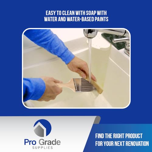 Pro Grade Paint Brush Set - 6-Pack - 2" Angle Brushes for All Latex and Oil Paints & Stains - Home Improvement - Interior & Exterior Use - size: 3Ea H 2A (Pack of 2)