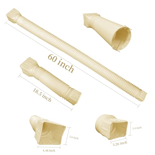 2 pack Flexible Rain Gutter Downspout Extensions,Drain Downspout Extender,Gutter Extension Flexible,Down Spout Drain Extension Pipes,Extendable from 21 to 60 Inches (stone-grey) - color: stone-grey