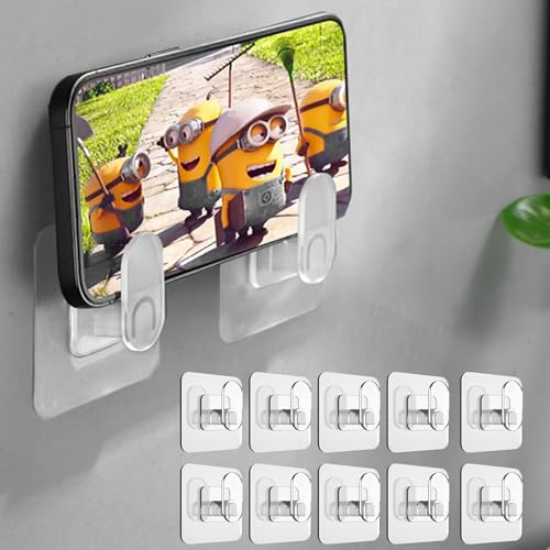 DELITON Drill Free Wall Hooks for Towels & Robe, 10 Pack, Adhesion - Shower Hanger Hook Stick on Wall for Bathroom - color: Transparent-1