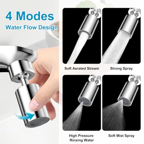Hibbent 4-Mode Faucet Aerator, Faucet Sprayer Attachment, Chrome - color: Chrome, style: Four Modes