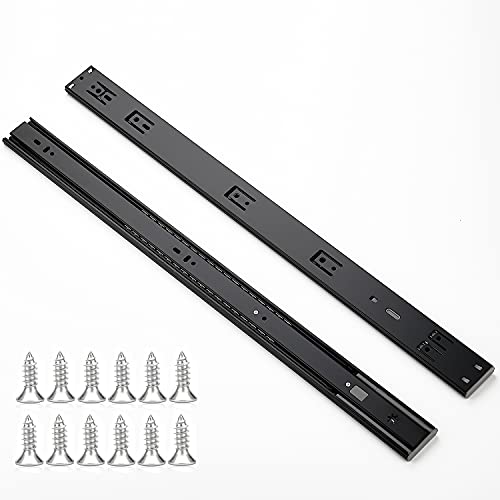 Ravinte Matte Black Soft Close Drawer Slides 24 Inch 1 Pairs 2 Pack - color: Black, size: 24 Inch