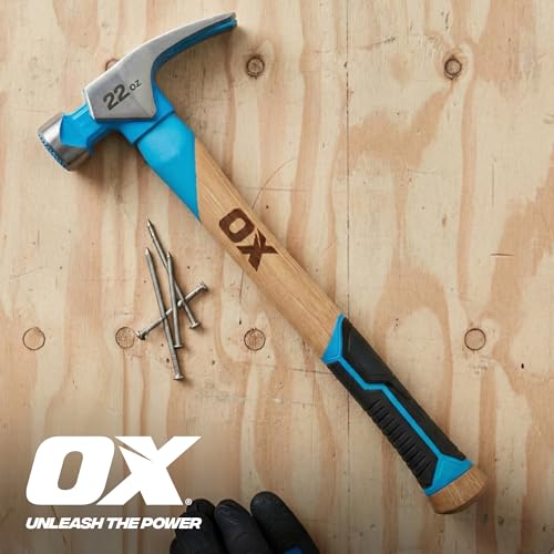 OX Pro Framing Hammer 22 oz MIlled Face with Curved Hickory Wood Handle Hammer wit Rubber Handle Grip - Martillos De Construccion - style: 22-oz Hammer + Grip