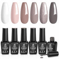 Beetles Nude Gel Nail Polish Set, Neutral Gray Gel Polish Sliver - color: A - Nude Gray Brown Silver | Goat's Tail