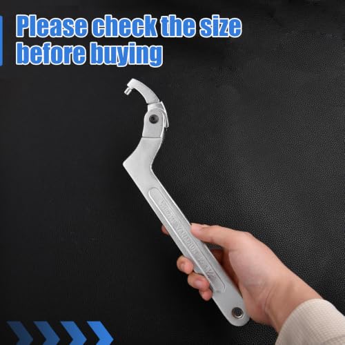 Adjustable C Spanner Hook Wrench Tool Round Head, 2-4 3/4 Inch (51-121mm) Capacity, Heavy Duty Pin Spanner Nut Wrench Tool for Hydraulic Cylinder, Coilover Suspension and Bearings, CR-V - size: 2-4 3/4"(51-121mm)
