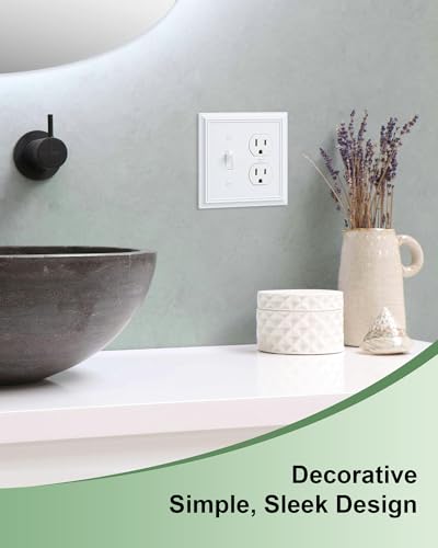 2-Pack Natural Bamboo Fiber Combo Toggle/Duplex Light Switch Cover Plate - color: Pure White, size: 1 Toggle/1 Duplex 2PK
