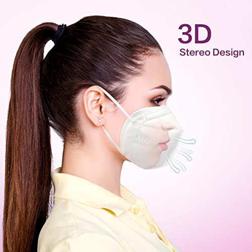 Miuphro KN95 Face Mask 25 Pack, 5-Layers Breathable KN95 Masks - color: White