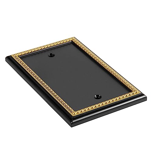 Pearled Frame Decorative Wall Plate Switch Plate Outlet Cover (Single Blank 2PK, Black & Dark Golden) - style: Single Blank 2PK