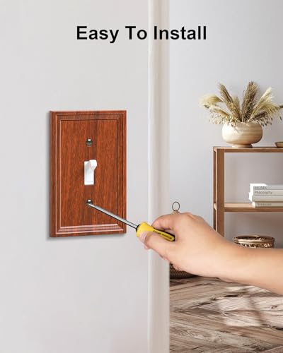 2-Pack Natural Bamboo Fiber Single Toggle Light Switch Covers Wall Plate - color: Wood Grain, size: 1 Toggle 2PK