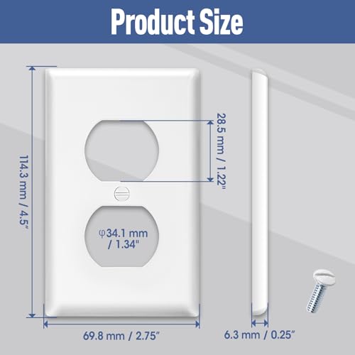 15 Pack Outlet Covers Bulk, Light Switch Cover Plate Standard Size 1-Gang 4.50" x 2.75", Duplex Wall Plates, Outlet Covers Wall Plate, Polycarbonate Thermoplastic, White - color: 15 Pack