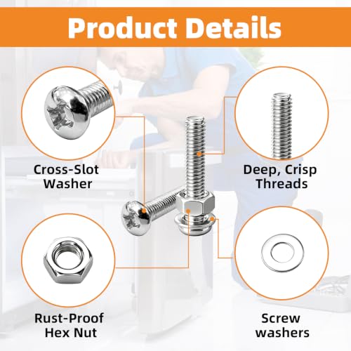 840PCS M3 Screws Assortment Kit, Phillips Round Head M3 Machine Screws Nuts and Washers Set, Zinc Plated Metric Fasteners Assortment for 3D Printer, Furniture Repair and DIY Projects