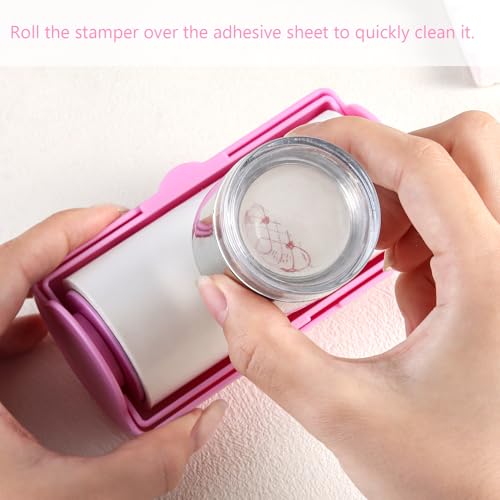 Nail Stamper Cleaner Roll, Sticky Lint Remover for Stampers - color: Pink