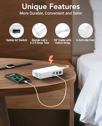 BESTEK Universal Travel Adapter 220V to 110V Converter - color: white