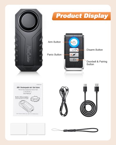 Door Handle Alarm, Door Alarms for Home Security & Anti-Theft with 113dB Vibration Triggered Portable Alarms- Perfect for Kids, Toddler, Elderly, Hotel, Travel, Bedroom