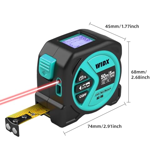 WIDX 2 in 1 Laser Tape Measure,164ft Laser Measurement & 16ft Tape Measure