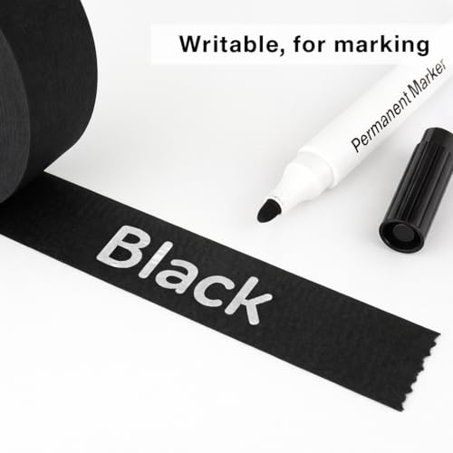 2 Pack Black Painters Tape - Masking Tape 1 Inch Wide - Multi-Surface, Smart Adhesion, Indoor & Outdoor - 180FT Total - Paint Tape for DIY, Labeling, Art, Car, General Purpose (#3910) - color: Black