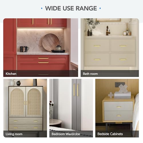 HOME EDIT Gold Solid Cabinet Handles & Pulls 3 Inch 10 Pack - color: Brushed Brass, size: 3 inches Hole Center