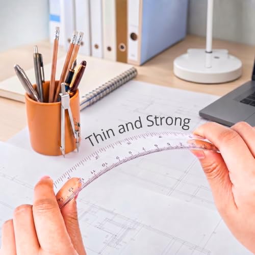 EBOOT 2 Pack Plastic Ruler Straight Ruler Plastic Measuring Tool for Student School Office(Clear,6 Inch,12 Inch Style) - color: White, size: 6 Inch,12 Inch