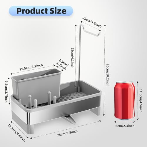 Ewaiira Sponge Holder for Kitchen Sink, Stainless Steel Sink Caddy - color: F-gray