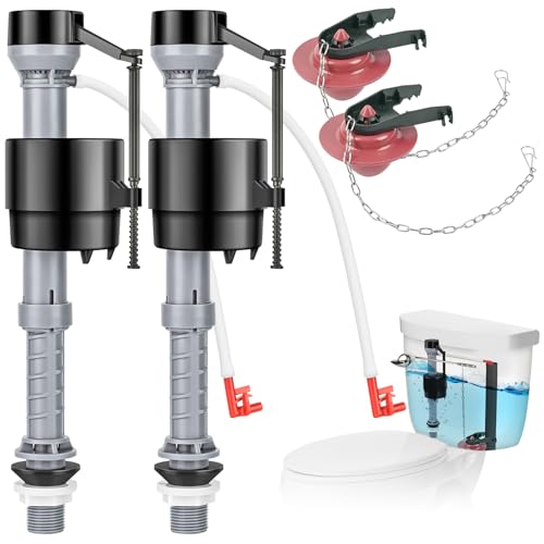 Universal Toilet Flusher Replacement Kit, Water-Saving & Height Adjustable Fill Valve, 2-Inch Flapper, Quiet & Anti-Siphon Toilet Repair Kit Inside Tank, Easy to Install (Red, 2-Pack) - color: Red