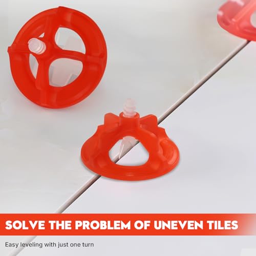 DGSL Tile Leveling System 1/8 Inch, 300 Tile Spacers and 100 Red Cap - size: 1/8 Inch * 300 Base+100 Caps