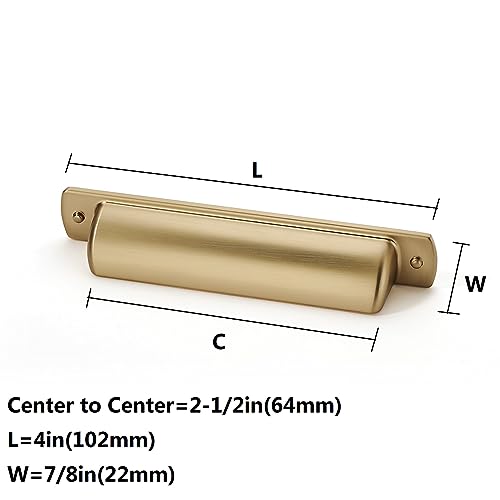 khtumeware 10 Pack 2-1/2"(64mm) Champagne Bronze Drawaer Pulls Cabinet Cup Pulls Kitchen Hardware Satin Brass Cabinet Handles Drawer Handles Knobs. - color: Champagne Bronze, size: Cup Pulls 2-1/2" Hole Center