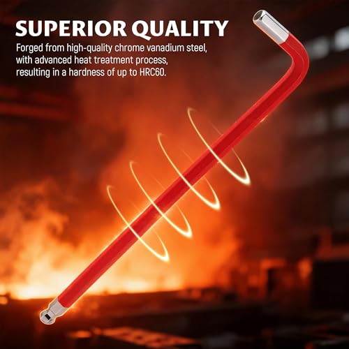 Lichamp 27Pcs Color Coded Hex Key Set, SAE & Metric, Long Arm Ball & Torx