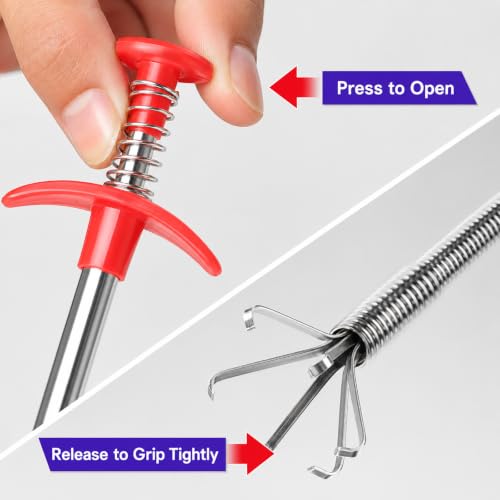 Drain Clog Remover Snake Tool for Hair and Debris, Unclog Toilet, Sink, Shower, Bathtub, Sewer - color: Orange 6+1