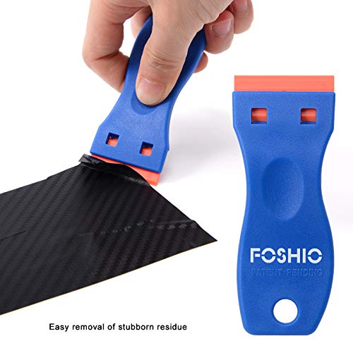FOSHIO 20PCS Blue Plastic Razor Blade Scraper Tool for Gasket Remover, Sticker Remover, Labels Decal and Adhesive Remover for Windows and Glass - color: With Blue Scraper (20 Pack)