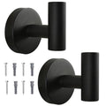 Vuzvuv Matte Black Stainless Steel Towel Hooks (2-Pack) | SUS304, Waterproof, Heavy Duty, Coat Robe Holder, Hooks for Bathroom Kitchen Hotel - color: Black Wall Mounted