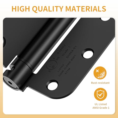 Luxbaro 2 Pack Self Closing Door Hinges 3.5 Inch, Adjustable Tension - color: Matte Black-5/8'', size: 3.5" 2 Pack