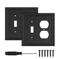 2 Pack Black Modern Decorative Toggle/Duplex Outlet Covers Wall Plate - size: 2 Gang Toggle/Duplex