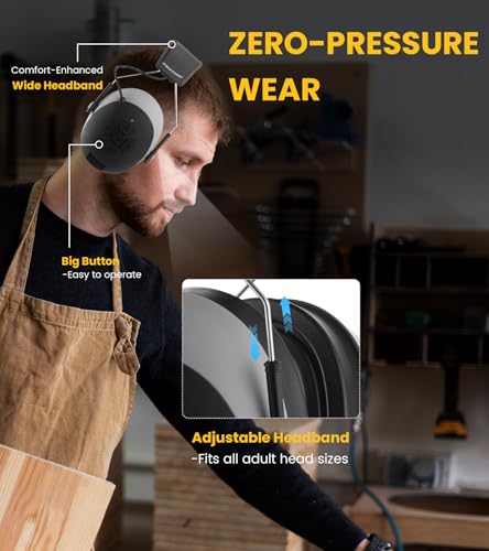 5.4 Bluetooth Hearing Protection Headphones 30dB, 48H Playtime Rechargeable - color: Grey