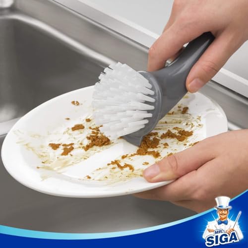 MR.SIGA Pot and Pan Cleaning Brush, Dish Brush for Kitchen, Gray, Pack of 2 - color: Black & Grey