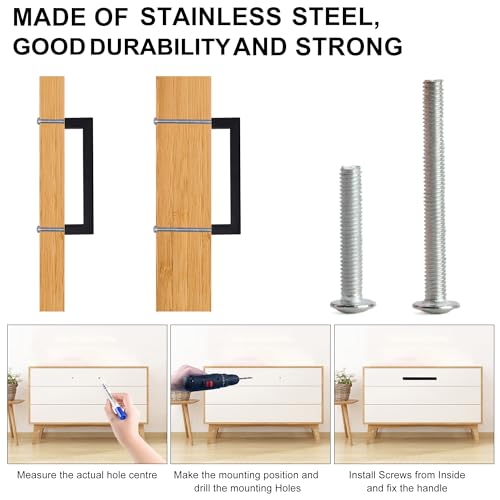 Cabinet Pulls Matte Black Cabinet Handles Square Drawer Pulls, 10 Pack 6-1/4 Inch Stainless Steel Kitchen Door Cupboard Cabinet Handles, Drawer Hardware Handles, 160mm Hole Centers - size: 6-1/4 inch Hole Centers(160mm)