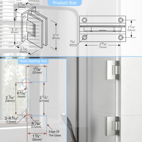 304 Stainless Steel Shower Door Hardware Kit - color: Chrome