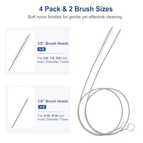 40-Inch 4-Pack Extra Long Pipe Cleaner Brushes for Straws & Kegerator Tubes