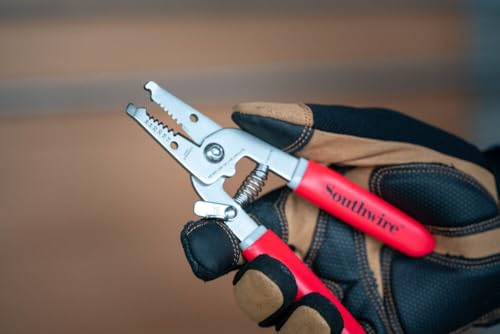 Southwire Compact Wire Stripper 16-26 AWG - Strips, Cuts, & Loops Electrical Wire - Stainless Steel Blades - Spring-Loaded - Lightweight Tool - Compact 16-26 AWG Model