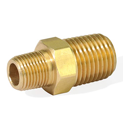 KOOTANS 1/4 NPT x 1/8 NPT Male Solid Brass Hex Nipples,4 PACK - size: 1/4 NPT x 1/8 NPT (O.D x O.D: 1/2'' x 3/8'')
