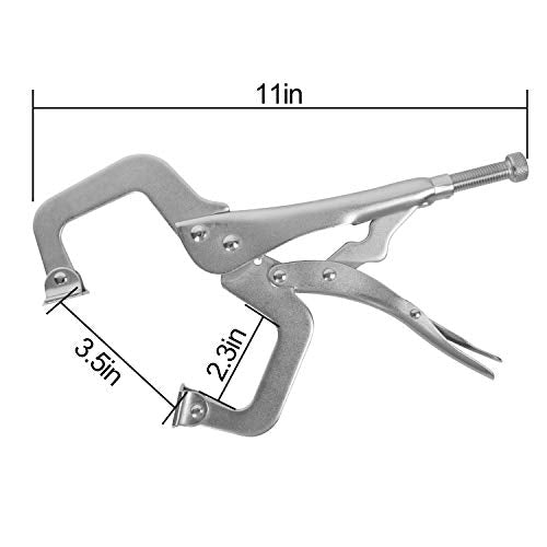 HOZEON 3 PCS 11 Inch C Clamp Locking Pliers with Swivel Pads, Heavy Duty Locking Pliers, Woodworking Clamps Set, Adjustable Nickel Plated C Plier for Wood Working, Welding, Electrician Maintenance - size: 3 PCS 11 In