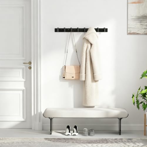 Black Wall Mounted Coat Rack – 4 T-Shaped Hooks on 12.6" Rail, (1 Pack) - color: Black